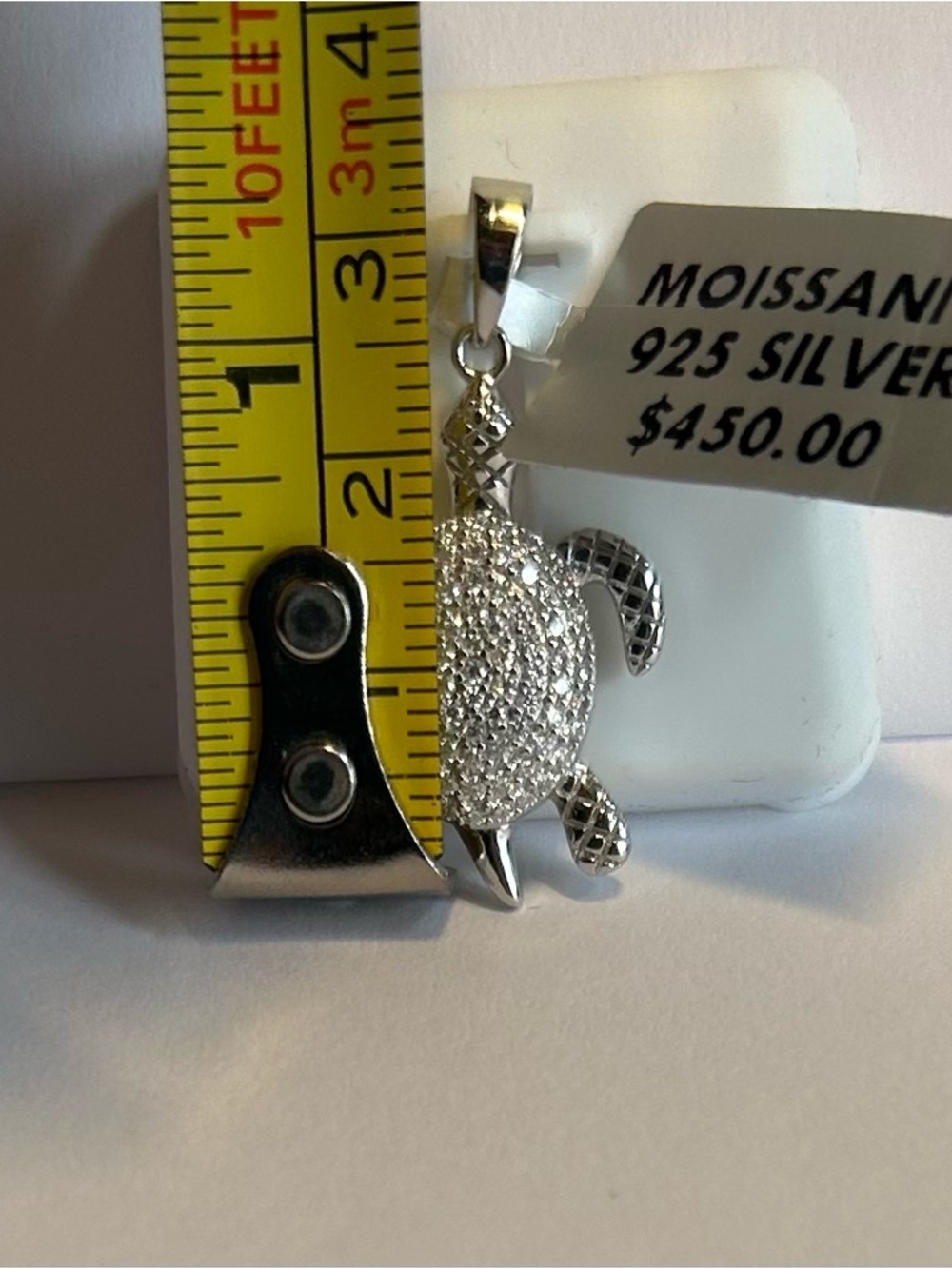 NWT Moissanite (1.00CTW) 925 Silver Sea Turtle Pendant - Sparkling Silver - Picture 2 of 3